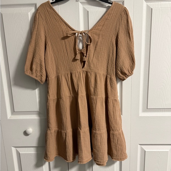 Aerie Pool to Party Mini Dress 100% Cotton Shoulder Tie Size Small - Picture 2 of 5